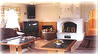 Wohnzimmer mit Kamin